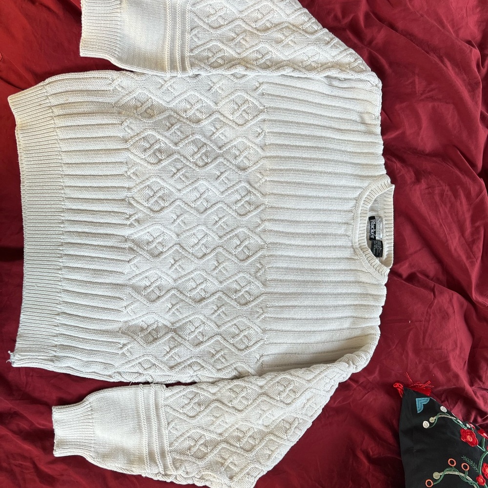 Stanley White Crew Neck Cable Knit Sweater